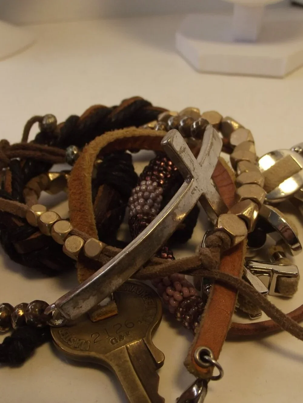 Lot of 6 Leather Bracelets  All Different